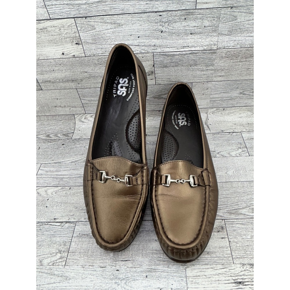 SAS Tripad Comfort Bronze Metallic Leather Bit Loafers‎ K68897 Womens 8 M USA